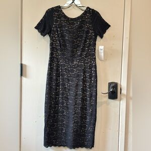 Maggy London Black Lace Midi Cocktail Dress